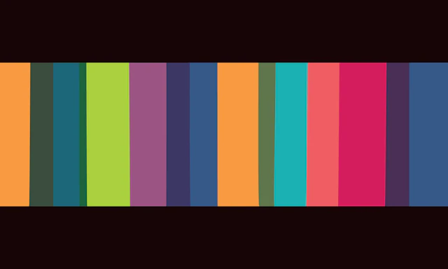 Rectangular image with different colored stripes.