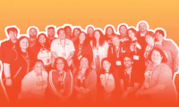 Group photo with a yellow/orange ombre treatment