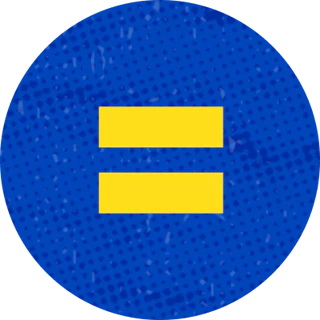 HRC logo: 2 horizontal yellow lines on a blue textured background